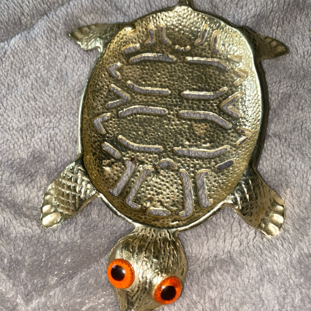 Gold‎ Colored Metal Turtle Soap Dish, Soap Holder, Vintage Bathroom Decor